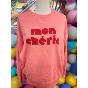 Universal Thread Mon Chérie Sweatshirt Women's Large Pink Graphic Crewneck NWT